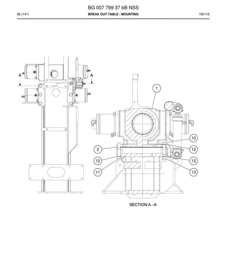 BG00779937b BG 007 799 37b Break Out Table - Sandvik Technical Drawing