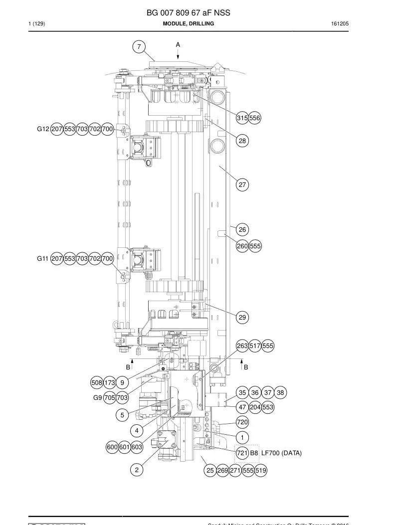 BG00780967a BG 007 809 67a Module, Drilling - Sandvik Technical Drawing