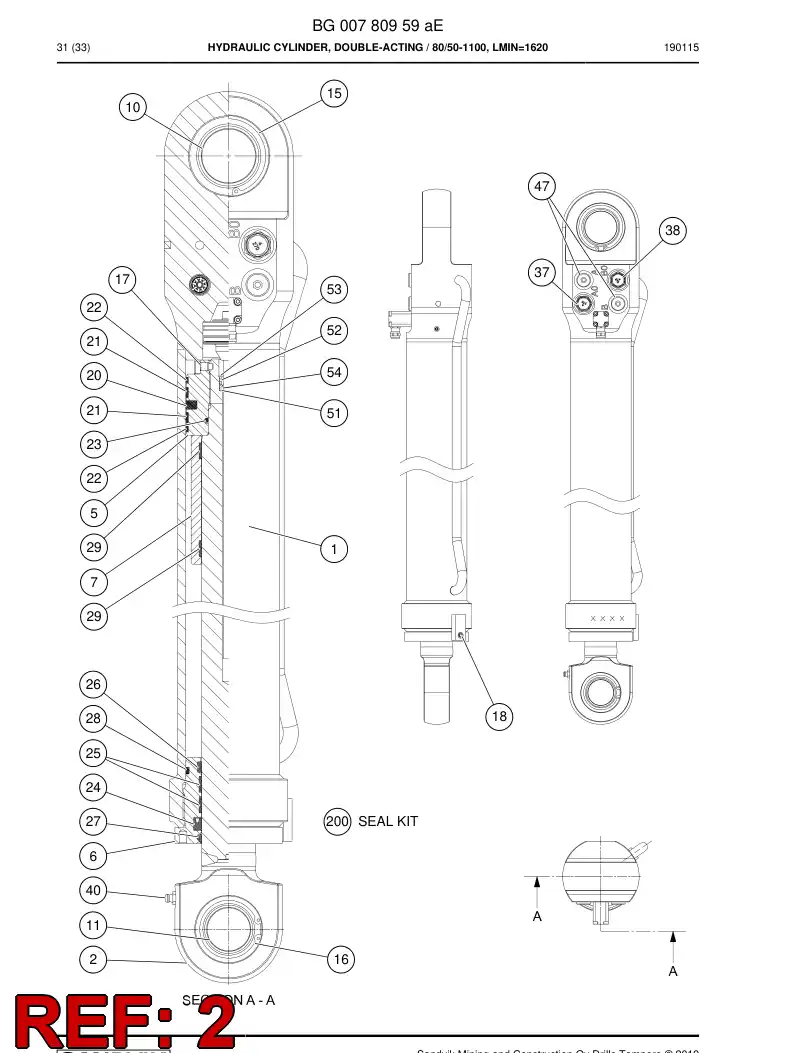 BG00780999a BG 007 809 99a PISTON Rod Assembly - Sandvik Technical Drawing