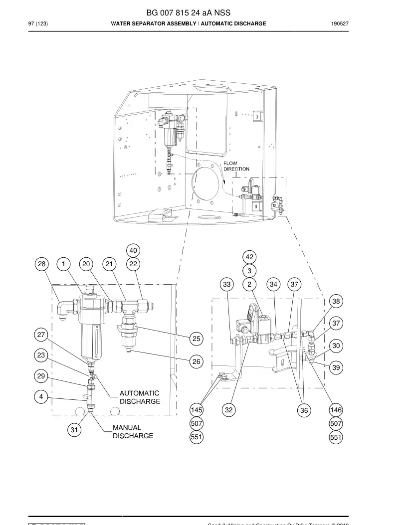 BG00781524a BG 007 815 24a Water Separator Assembly - Sandvik Technical Drawing