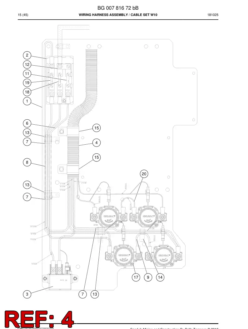 BG00781674a BG 007 816 74a Wiring Harness Assembly - Sandvik Technical Drawing