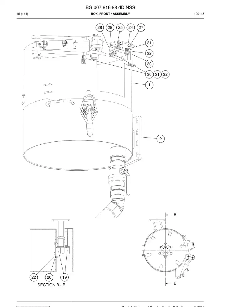 BG00781688d BG 007 816 88d Box, Front - Sandvik Technical Drawing
