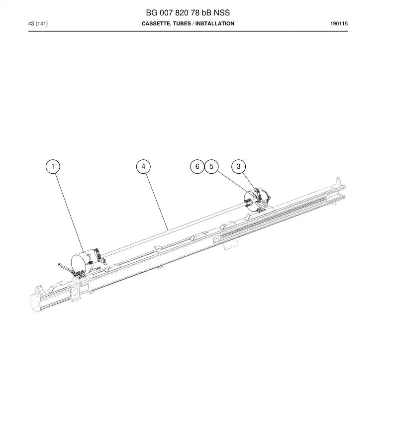 BG00782078b BG 007 820 78b Cassette, Tubes - Sandvik Technical Drawing