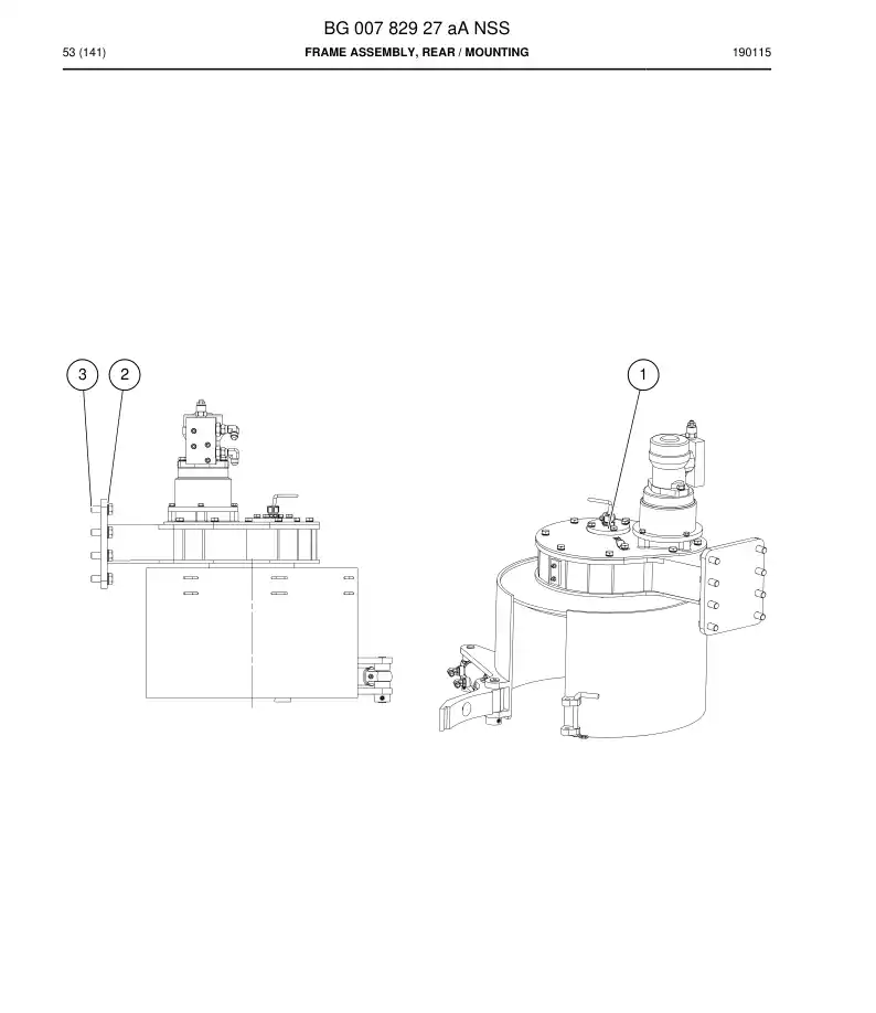 BG00782927a BG 007 829 27a Frame Assembly, Rear - Sandvik Technical Drawing