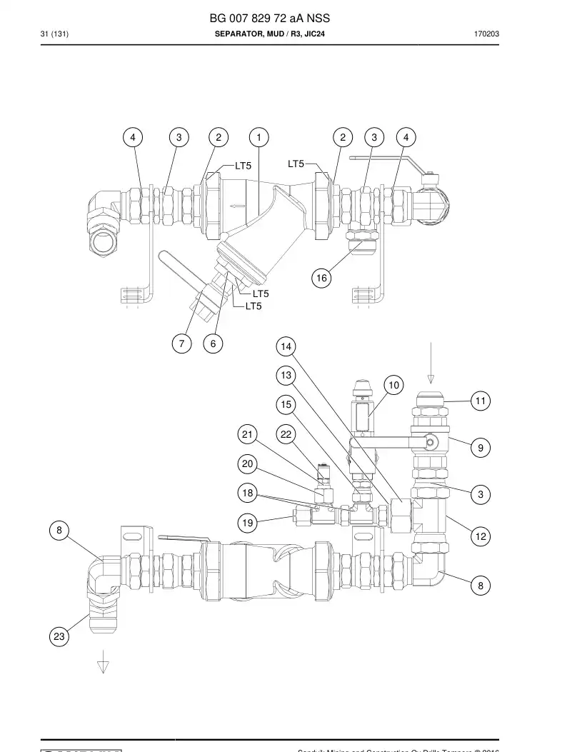BG00782972a BG 007 829 72a Separator, Mud - Sandvik Technical Drawing