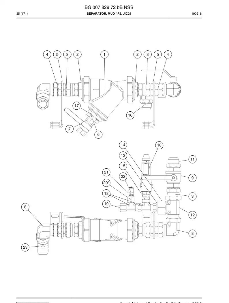 BG00782972b BG 007 829 72b Separator, Mud - Sandvik Technical Drawing