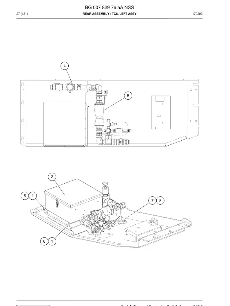 BG00782976a BG 007 829 76a Rear Assembly - Sandvik Technical Drawing