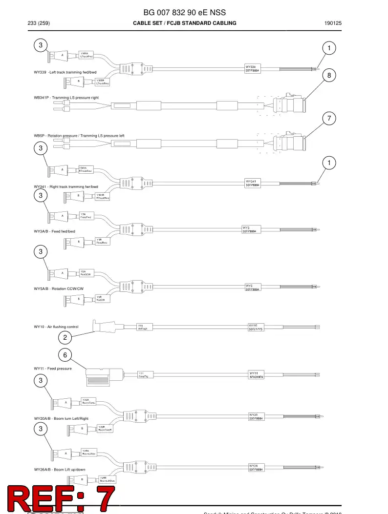 BG00783307c BG 007 833 07c Cable Assembly - Sandvik Technical Drawing