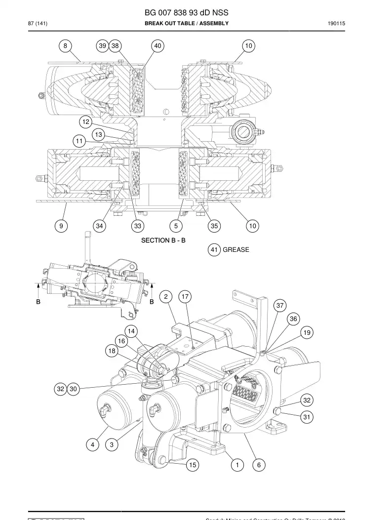 BG00783893d BG 007 838 93d Break Out Table - Sandvik Technical Drawing