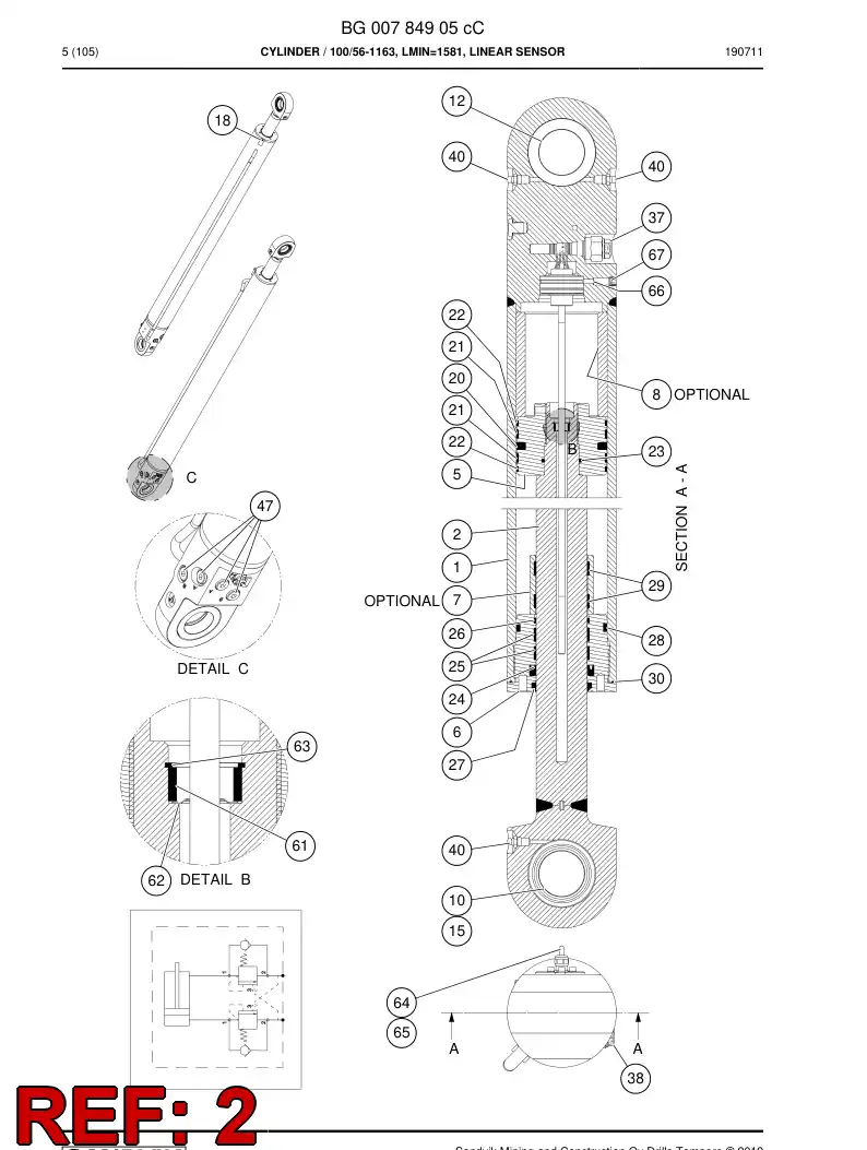 BG00784919a BG 007 849 19a PISTON Rod Welding - Sandvik Technical Drawing
