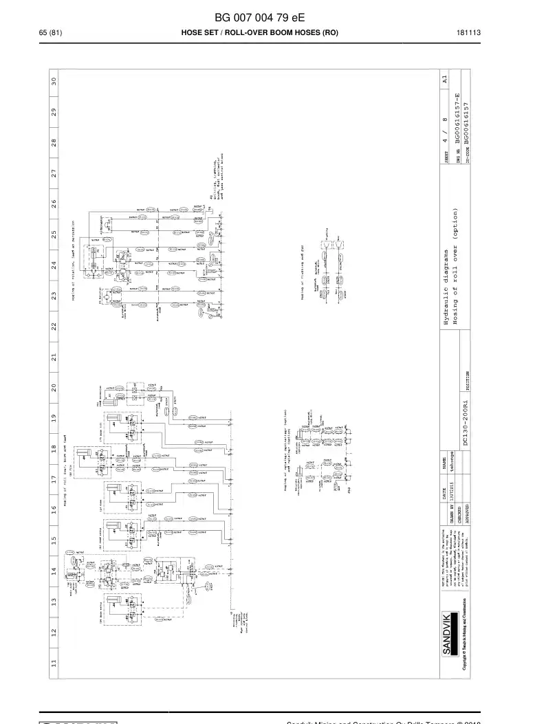 BG00786092a BG 007 860 92a Hose Assembly, Hydraulic - Sandvik Technical Drawing
