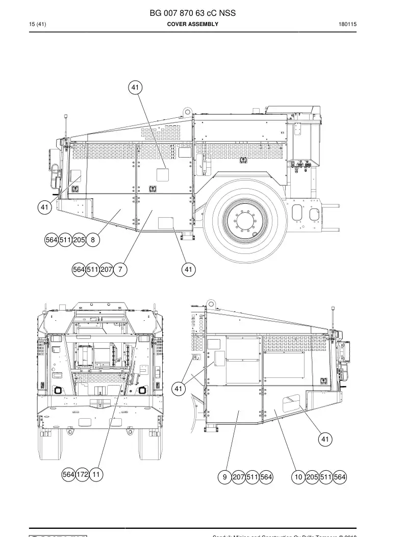 BG00787063c BG 007 870 63c Cover Assembly - Sandvik Technical Drawing