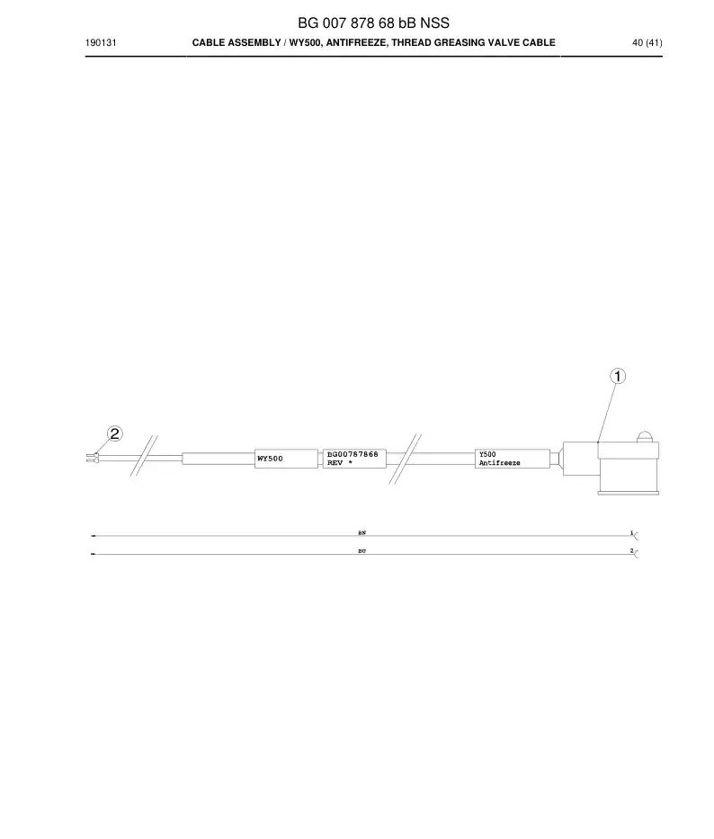 BG00787868b BG 007 878 68b Cable Assembly - Sandvik Technical Drawing