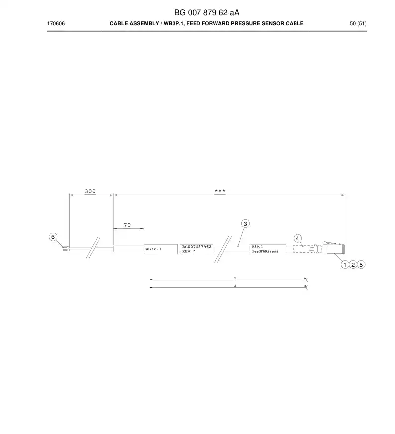 BG00787962a BG 007 879 62a Cable Assembly - Sandvik Technical Drawing