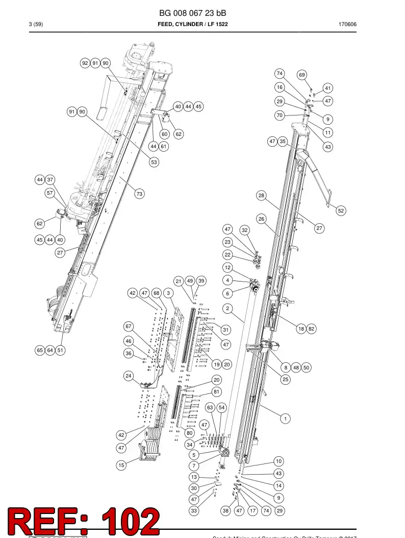 BG00787967a BG 007 879 67a Cable Set - Sandvik Technical Drawing