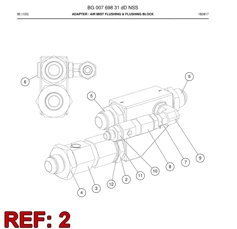 BG00789711a BG 007 897 11a Adapter, Hydraulic - Sandvik Technical Drawing