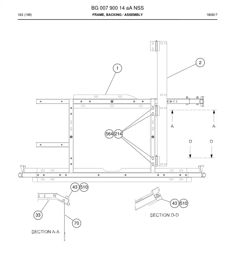 BG00790014a BG 007 900 14a Frame, Backing - Sandvik Technical Drawing