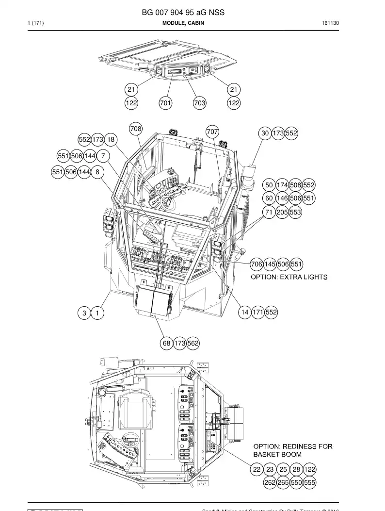 BG00790495a BG 007 904 95a Module, Cabin - Sandvik Technical Drawing