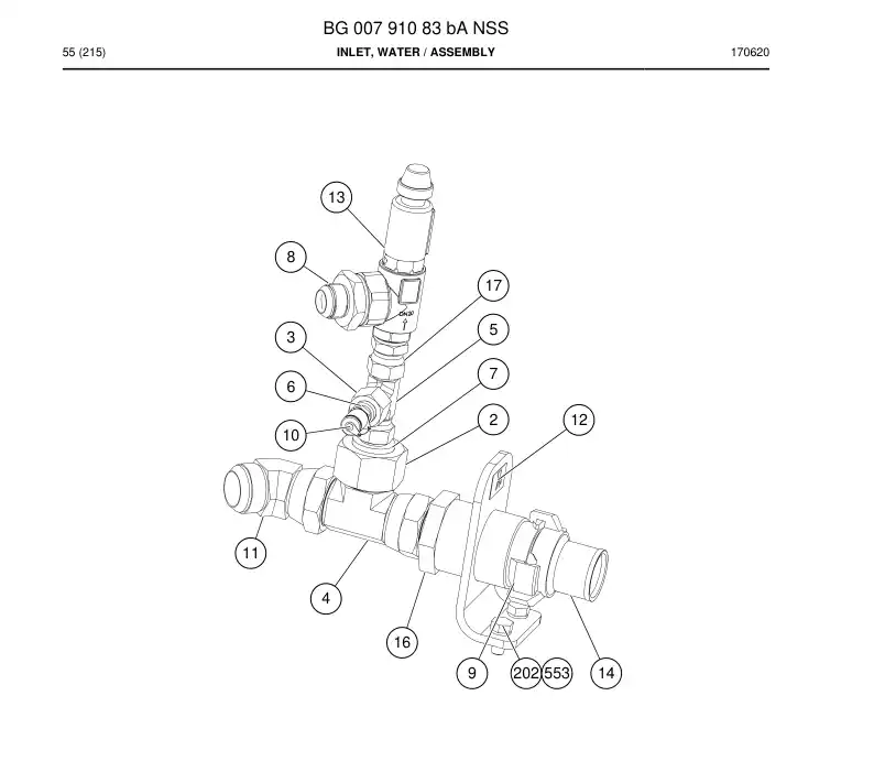 BG00791083b BG 007 910 83b Inlet, Water - Sandvik Technical Drawing