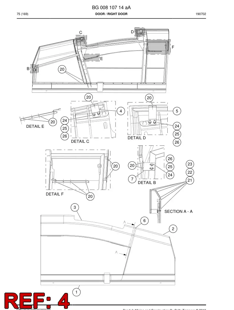 BG00792410a BG 007 924 10a Plate, Support - Sandvik Technical Drawing