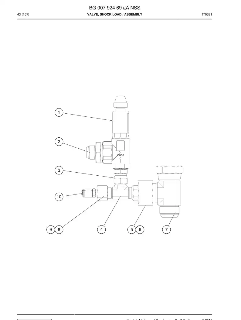 BG00792469a BG 007 924 69a VLVULA, CARGA DE IMPACTO - Sandvik Technical Drawing