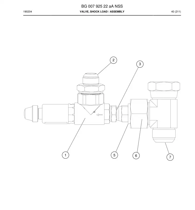BG00792522a BG 007 925 22a Valve, Shock Load - Sandvik Technical Drawing
