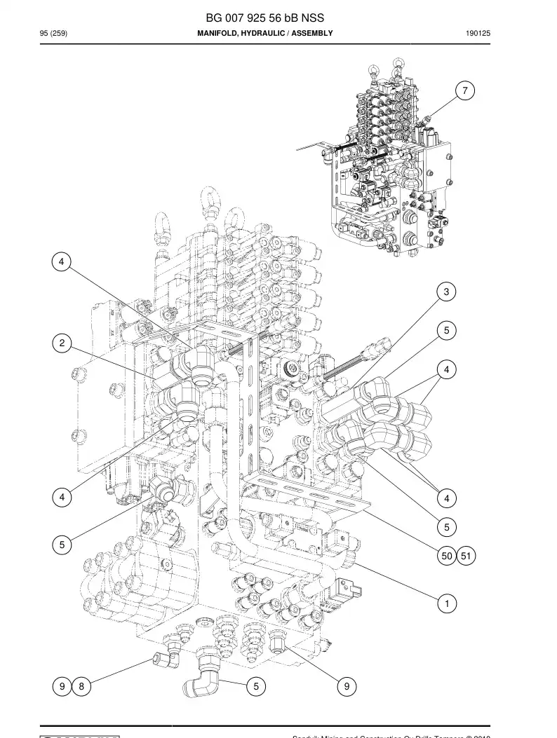 BG00792556b BG 007 925 56b Manifold, Hydraulic - Sandvik Technical Drawing