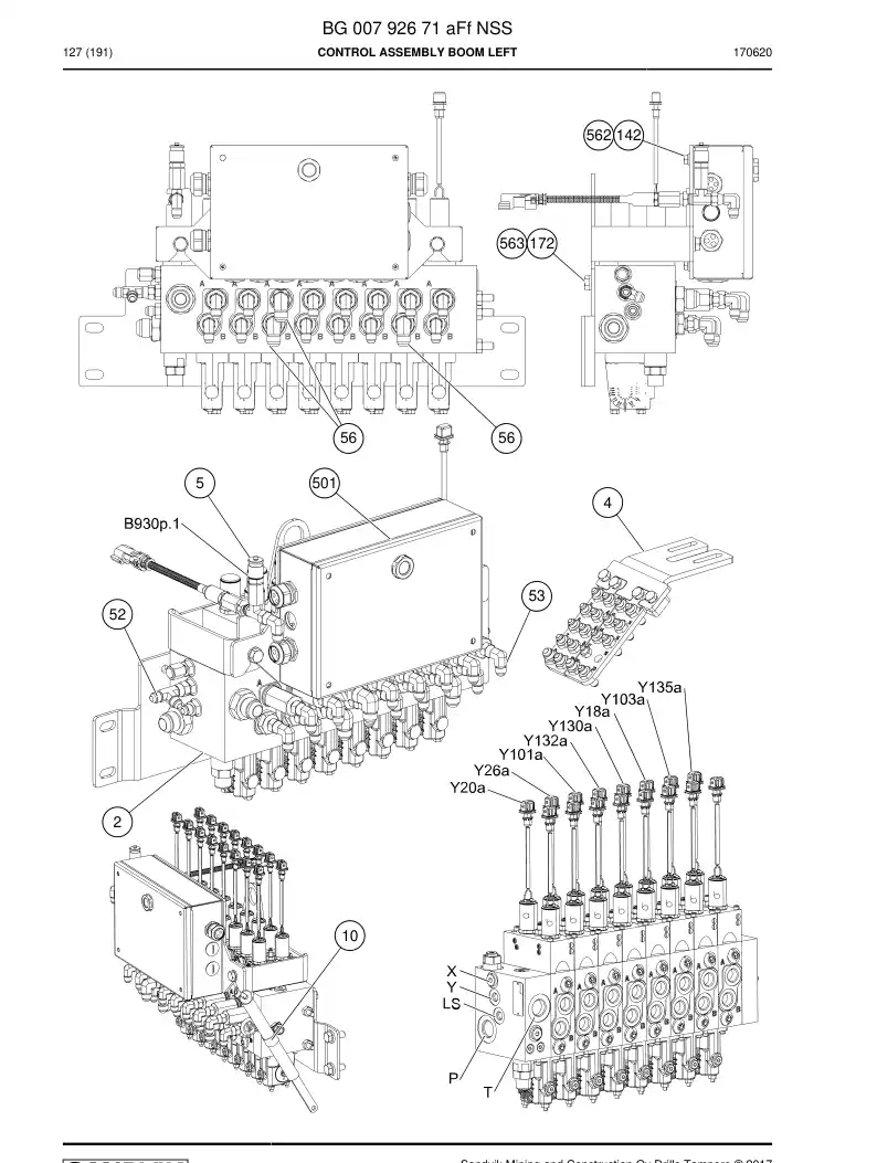 BG00792671a BG 007 926 71a Control Assembly Boom left - Sandvik Technical Drawing