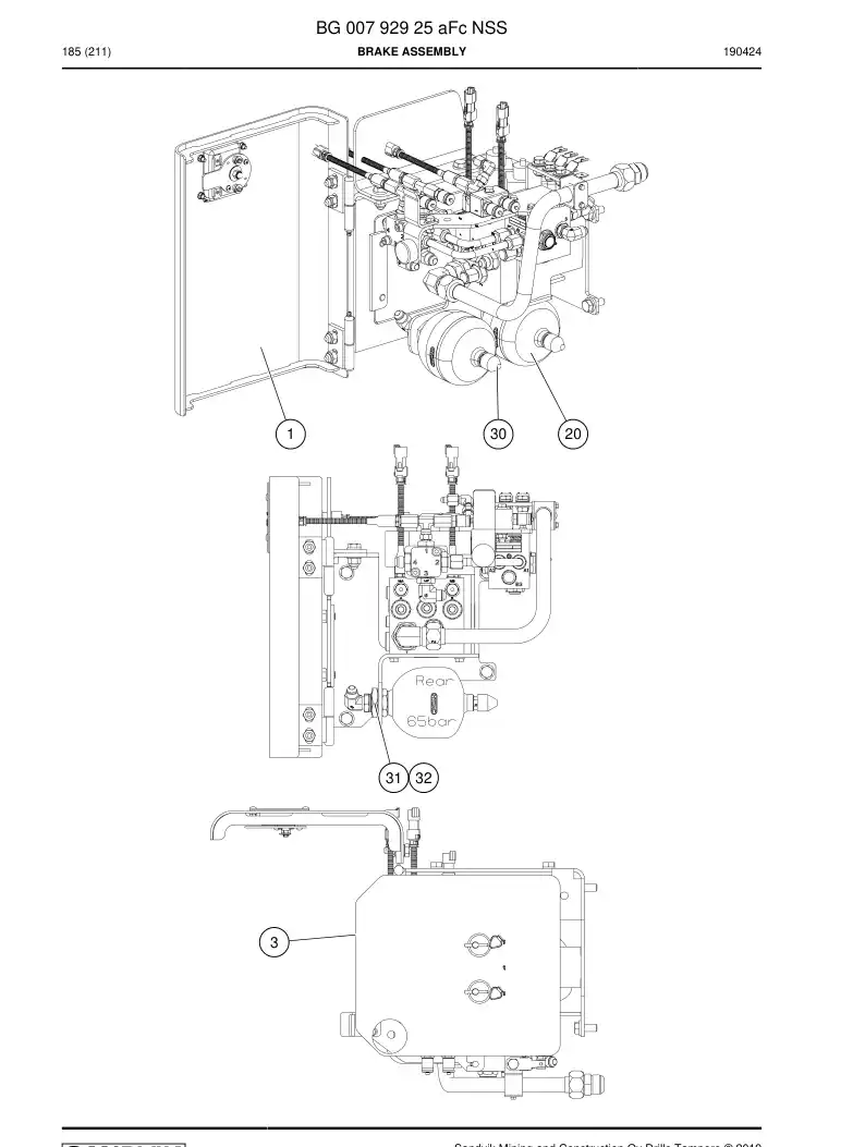 BG00792925a BG 007 929 25a Brake Assembly - Sandvik Technical Drawing