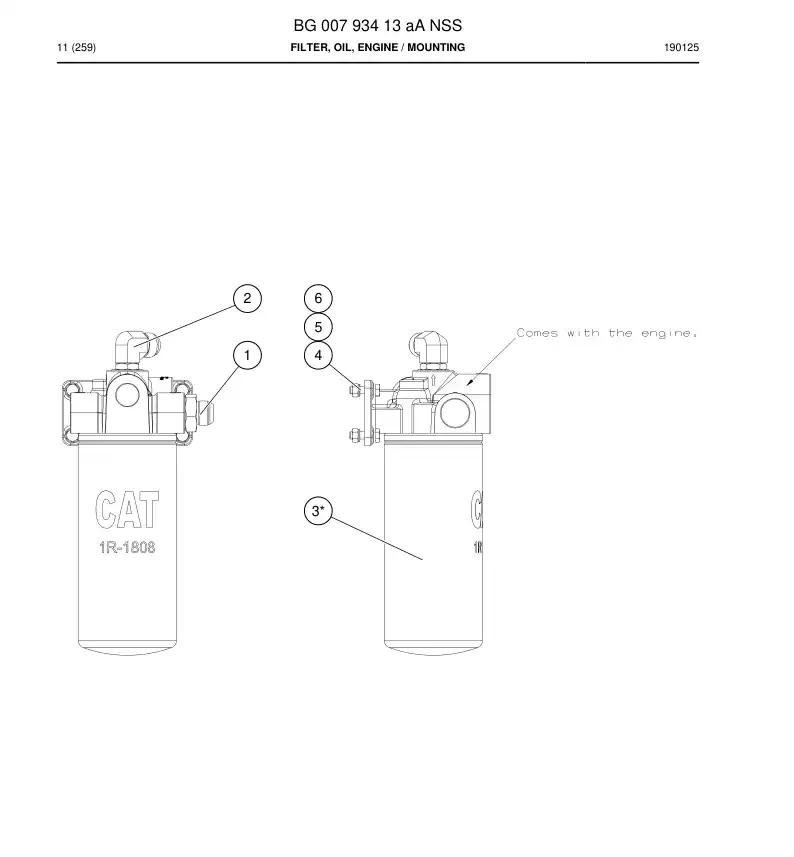 BG00793413a BG 007 934 13a Filter, Oil, Engine - Sandvik Technical Drawing