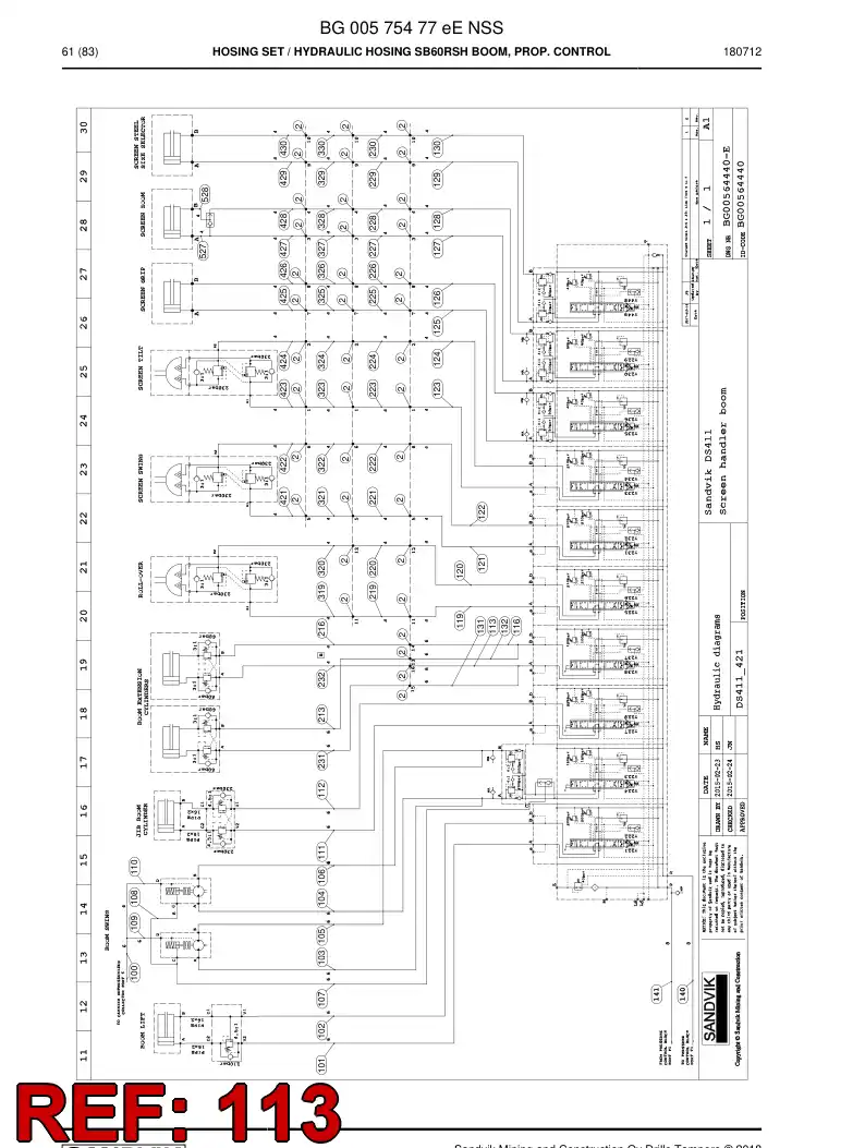 BG00794306a BG 007 943 06a Hose Assembly, Hydraulic - Sandvik Technical Drawing