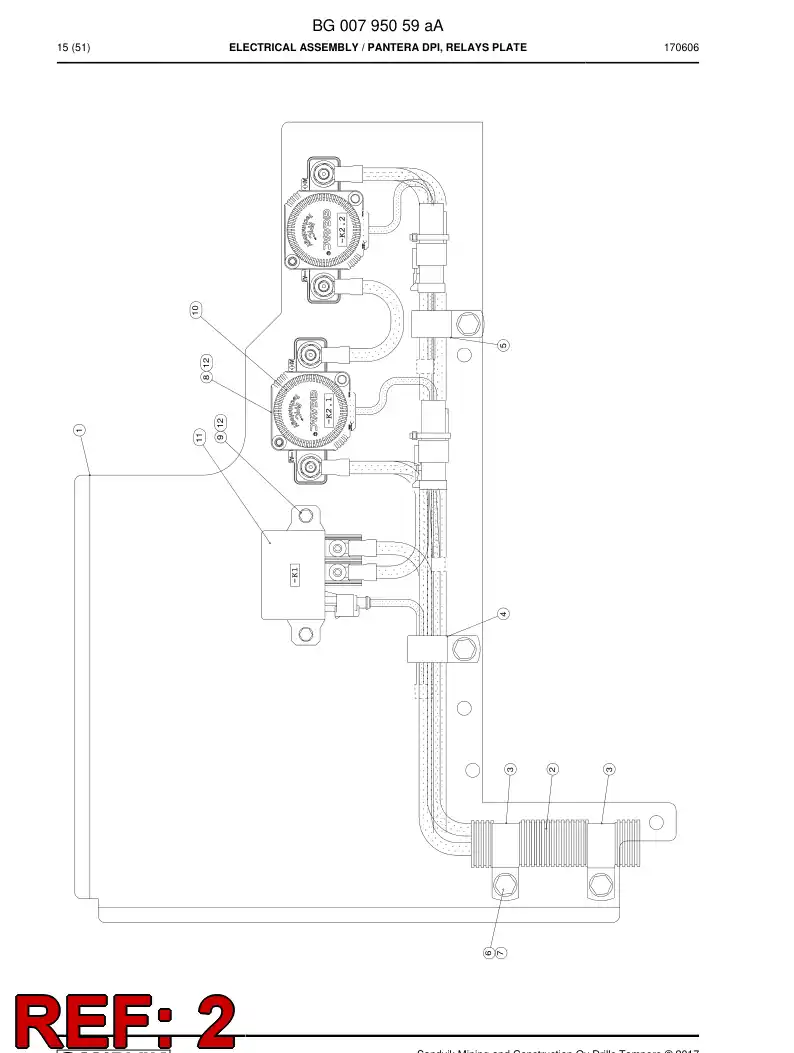 BG00794698a BG 007 946 98a Wiring Harness Assembly - Sandvik Technical Drawing