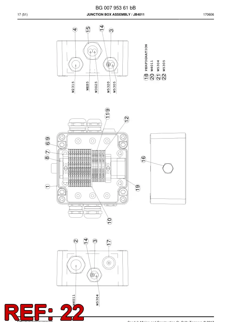 BG00795754a BG 007 957 54a Cable Assembly - Sandvik Technical Drawing