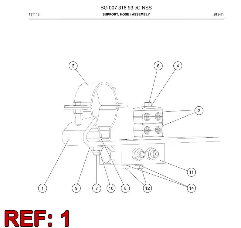 BG00795791a BG 007 957 91a Support - Sandvik Technical Drawing