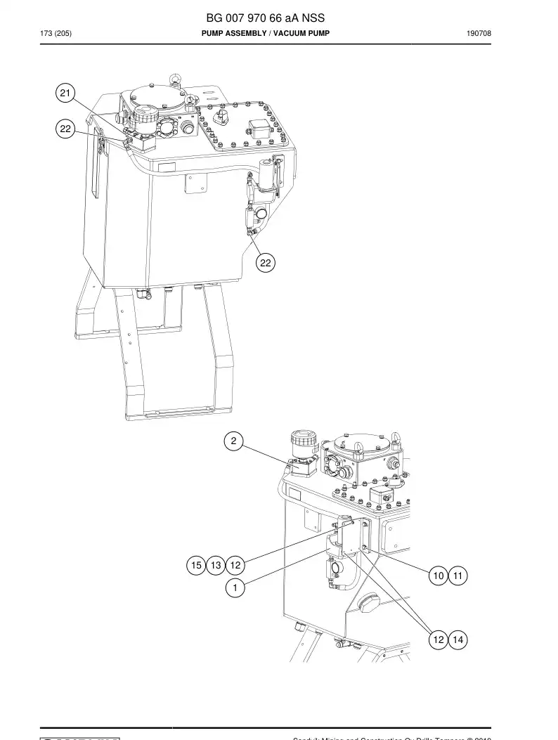 BG00797066a BG 007 970 66a Pump Assembly - Sandvik Technical Drawing
