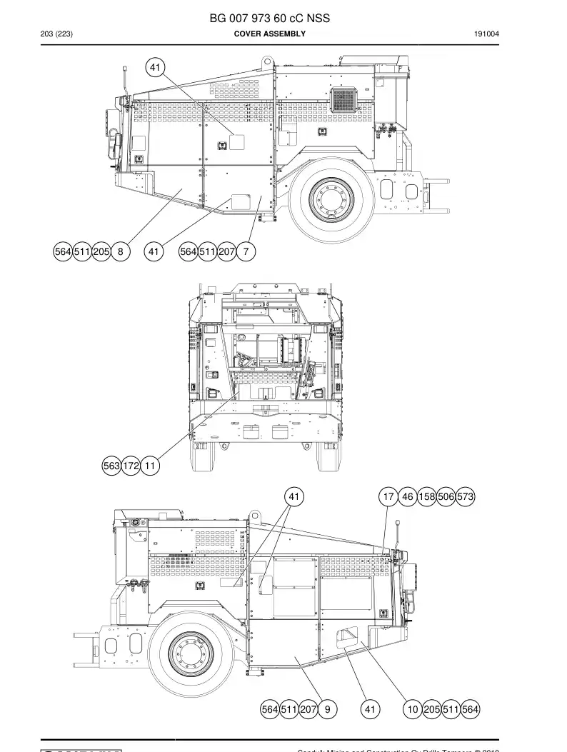 BG00797360c BG 007 973 60c Cover Assembly - Sandvik Technical Drawing
