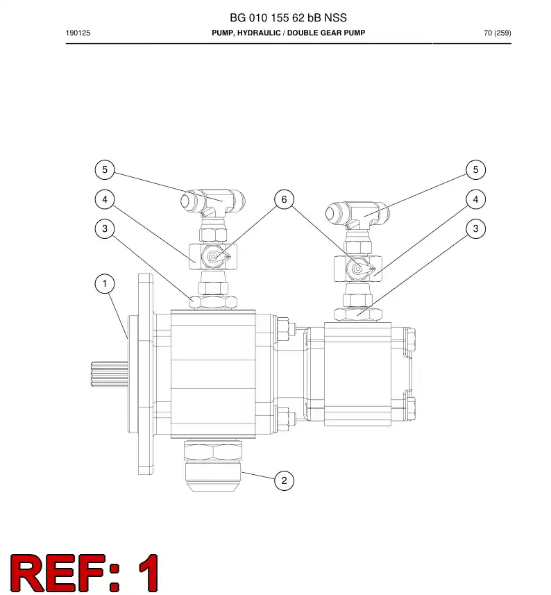 BG00798266c BG 007 982 66c Hydraulic Pump, External Gear, Double - Sandvik Technical Drawing