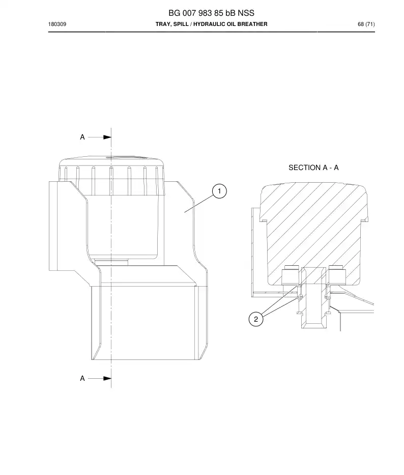 BG00798385b BG 007 983 85b BANDEJA, DERRAMAMENTO - Sandvik Technical Drawing