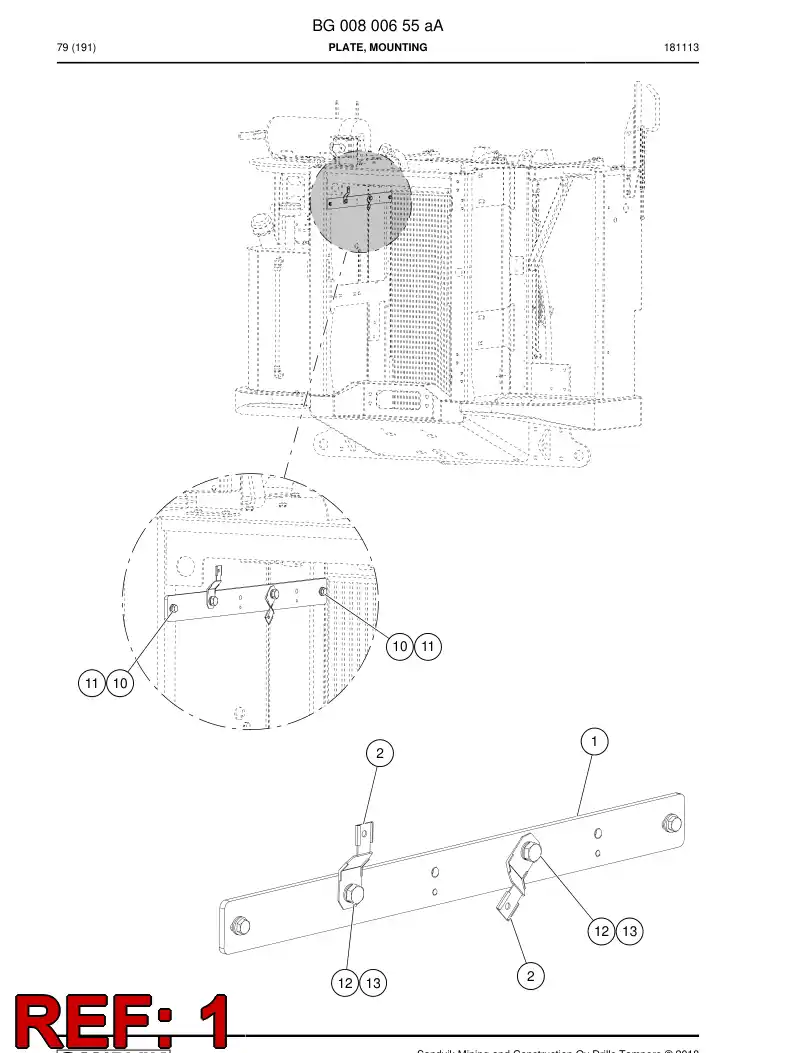 BG00798744a BG 007 987 44a Plate, Mounting - Sandvik Technical Drawing