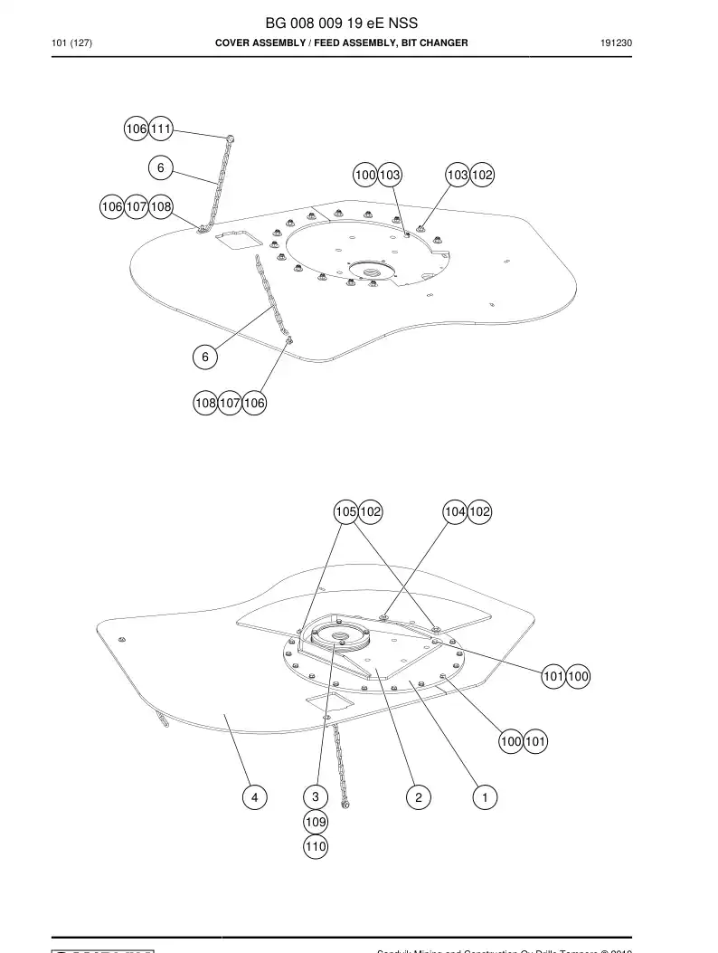 BG00800919e BG 008 009 19e Cover Assembly - Sandvik Technical Drawing