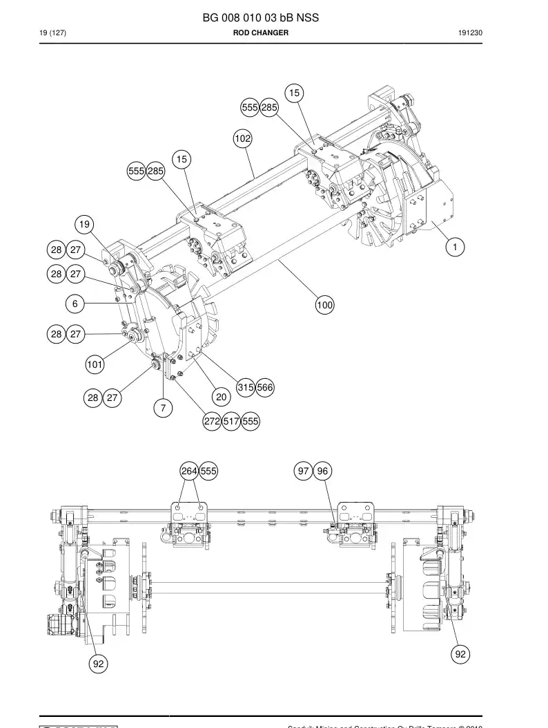 BG00801003b BG 008 010 03b Rod Changer - Sandvik Technical Drawing