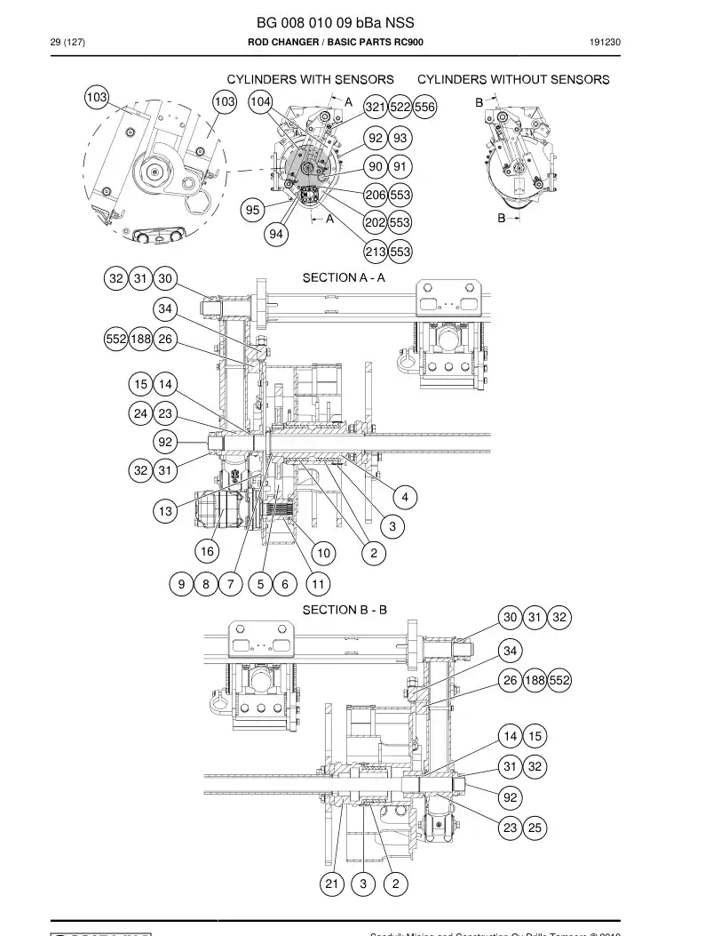 BG00801009b BG 008 010 09b Rod Changer - Sandvik Technical Drawing