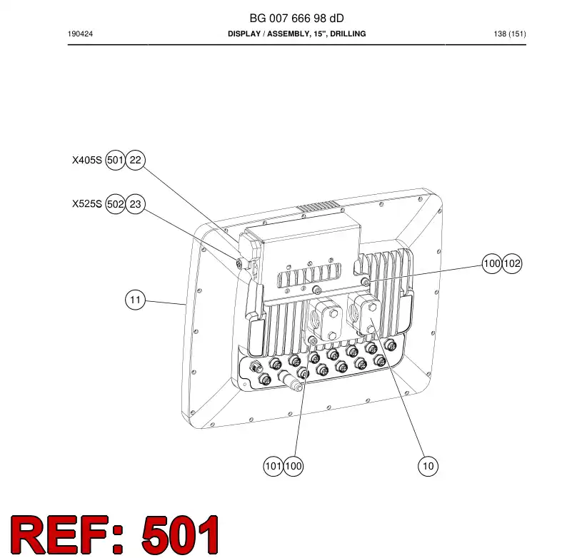 BG00801051a BG 008 010 51a Cable Assembly - Sandvik Technical Drawing