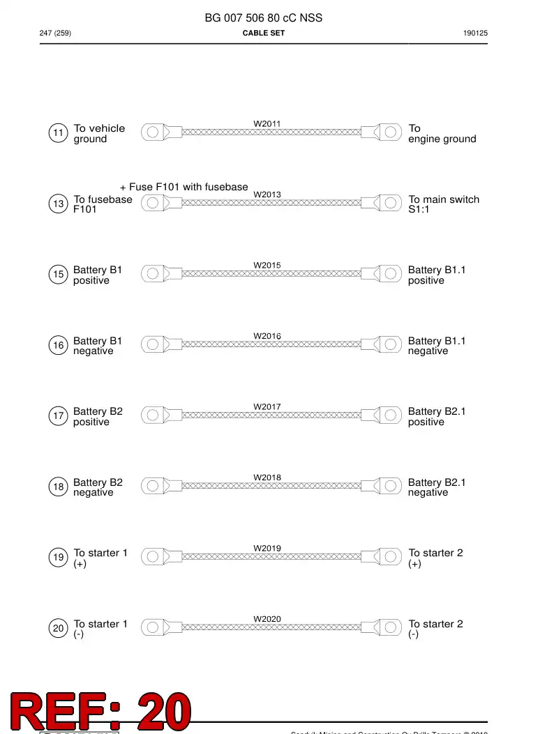 BG00801148b BG 008 011 48b Cable Assembly - Sandvik Technical Drawing