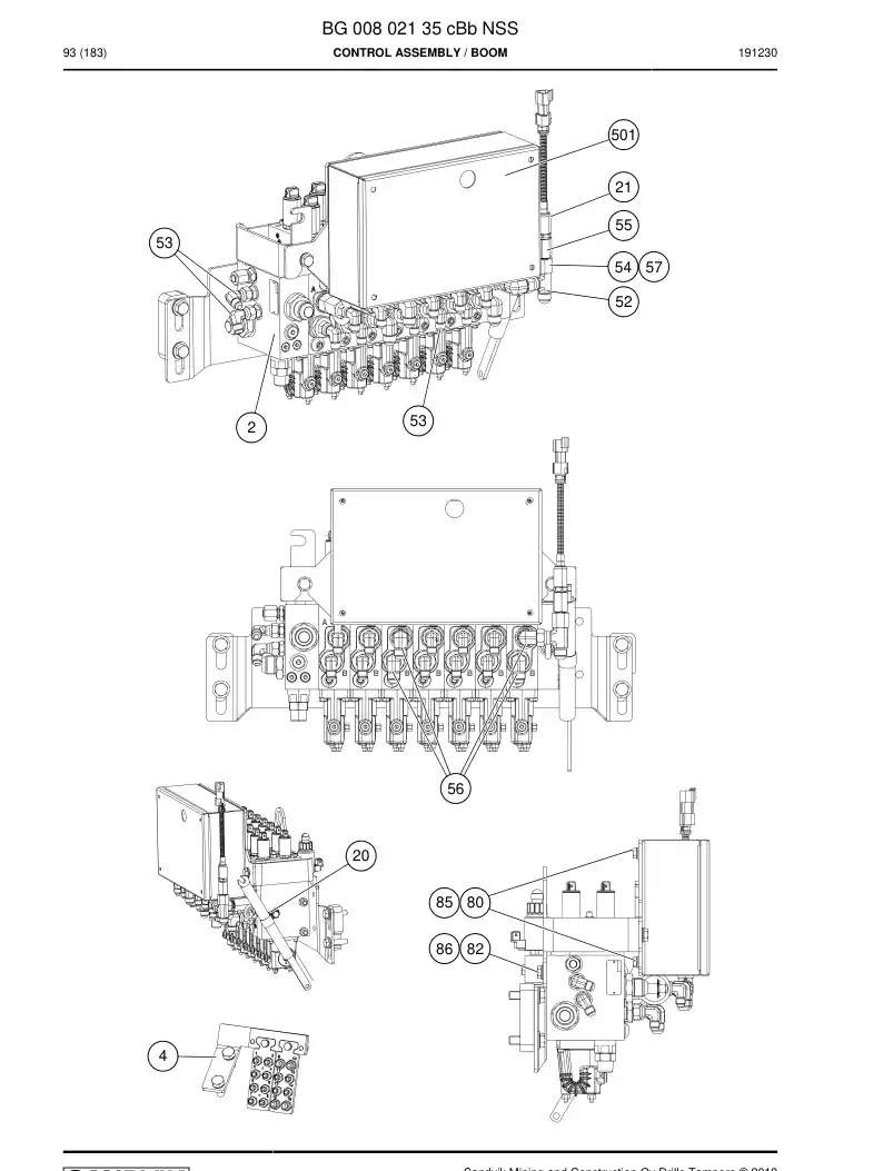BG00802135c BG 008 021 35c Control Assembly - Sandvik Technical Drawing