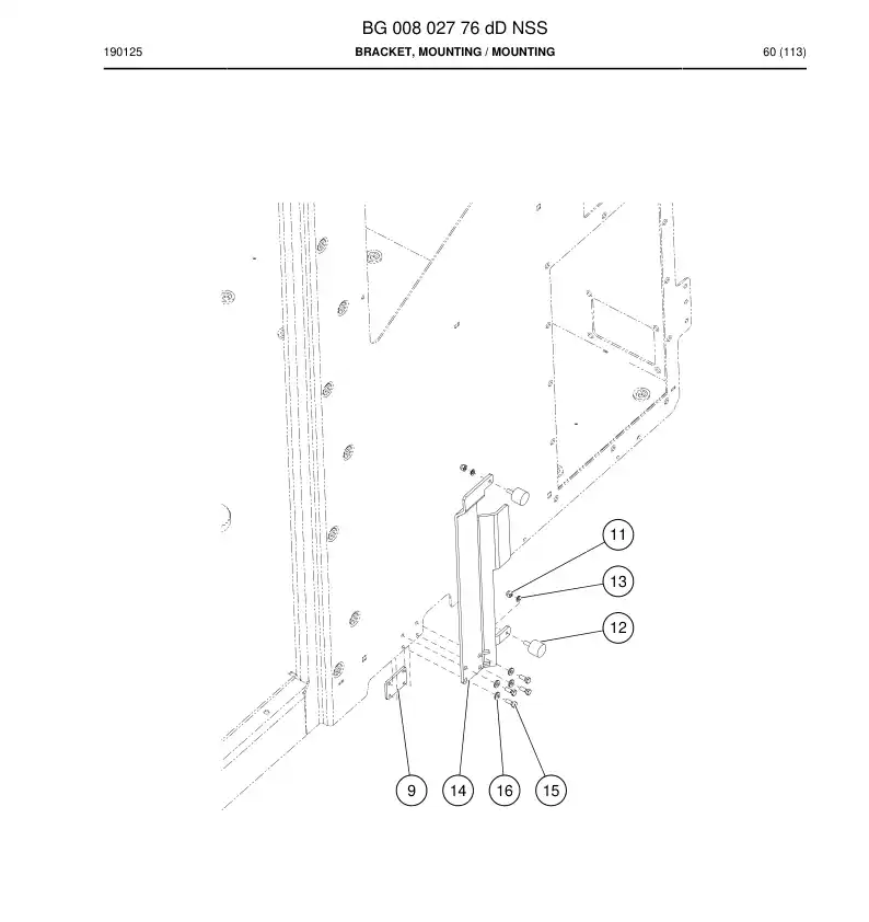 BG00802776d BG 008 027 76d Bracket, Mounting - Sandvik Technical Drawing