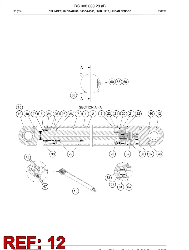 BG00802949a BG 008 029 49a Bushing, Bearing - Sandvik Technical Drawing