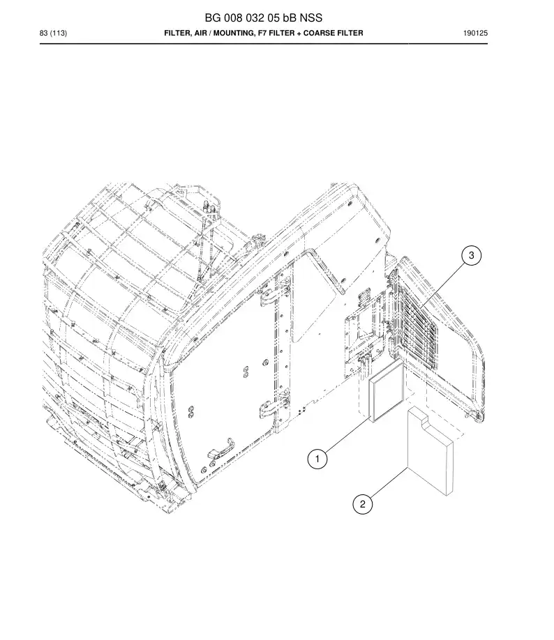 BG00803205b BG 008 032 05b Filter, Air - Sandvik Technical Drawing