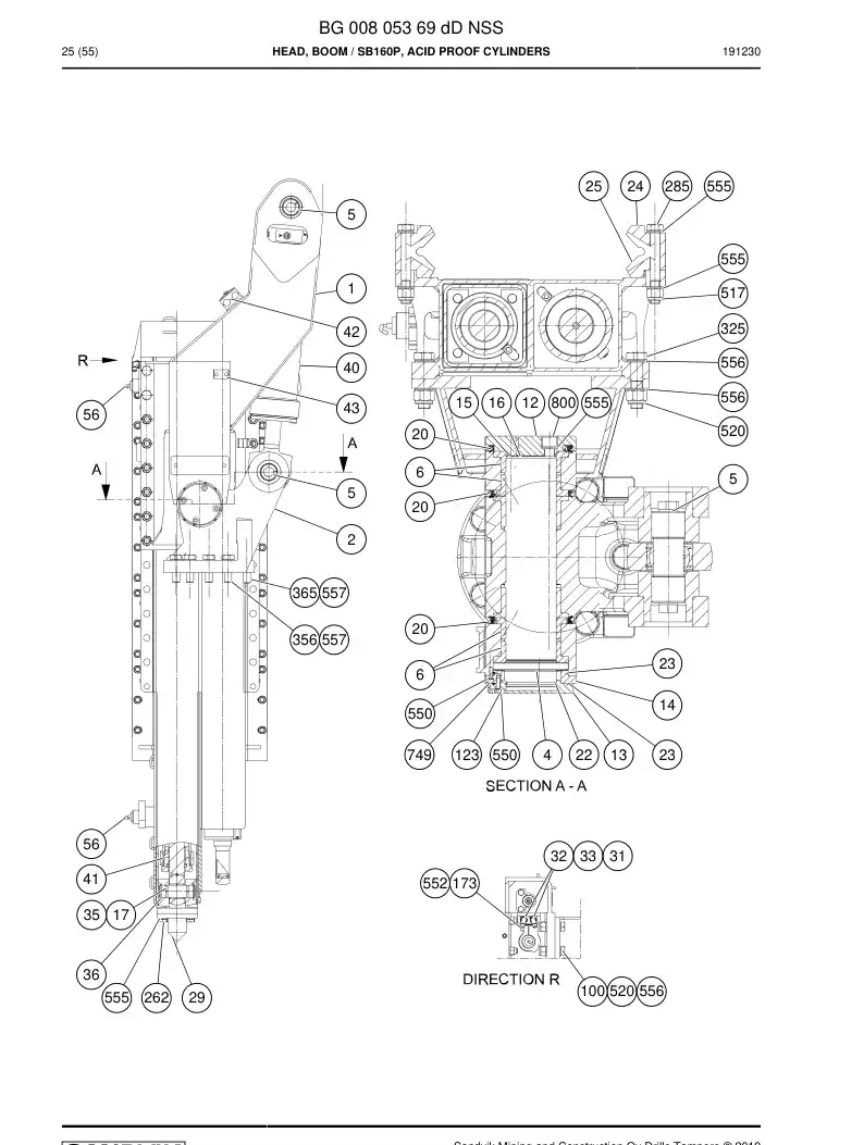 BG00805369d BG 008 053 69d Head, Boom - Sandvik Technical Drawing