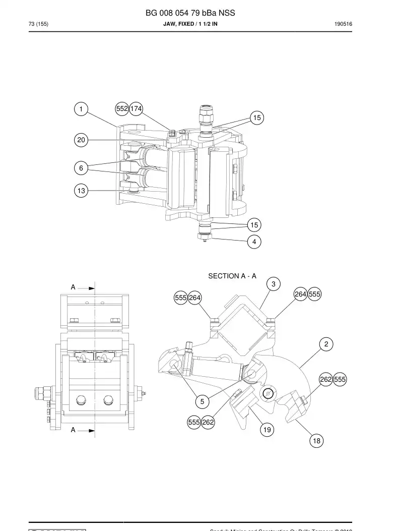 BG00805479b BG 008 054 79b Jaw, Fixed - Sandvik Technical Drawing